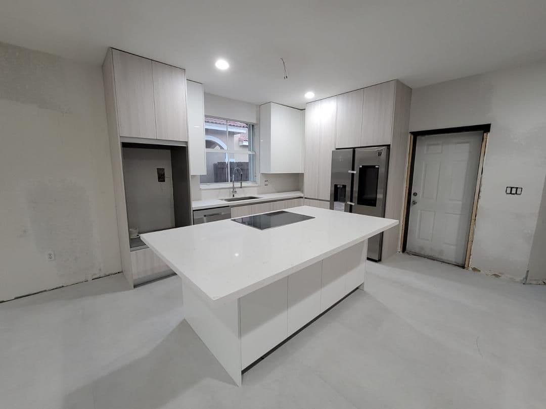 Detailed view of countertop edge profiles and finishes
