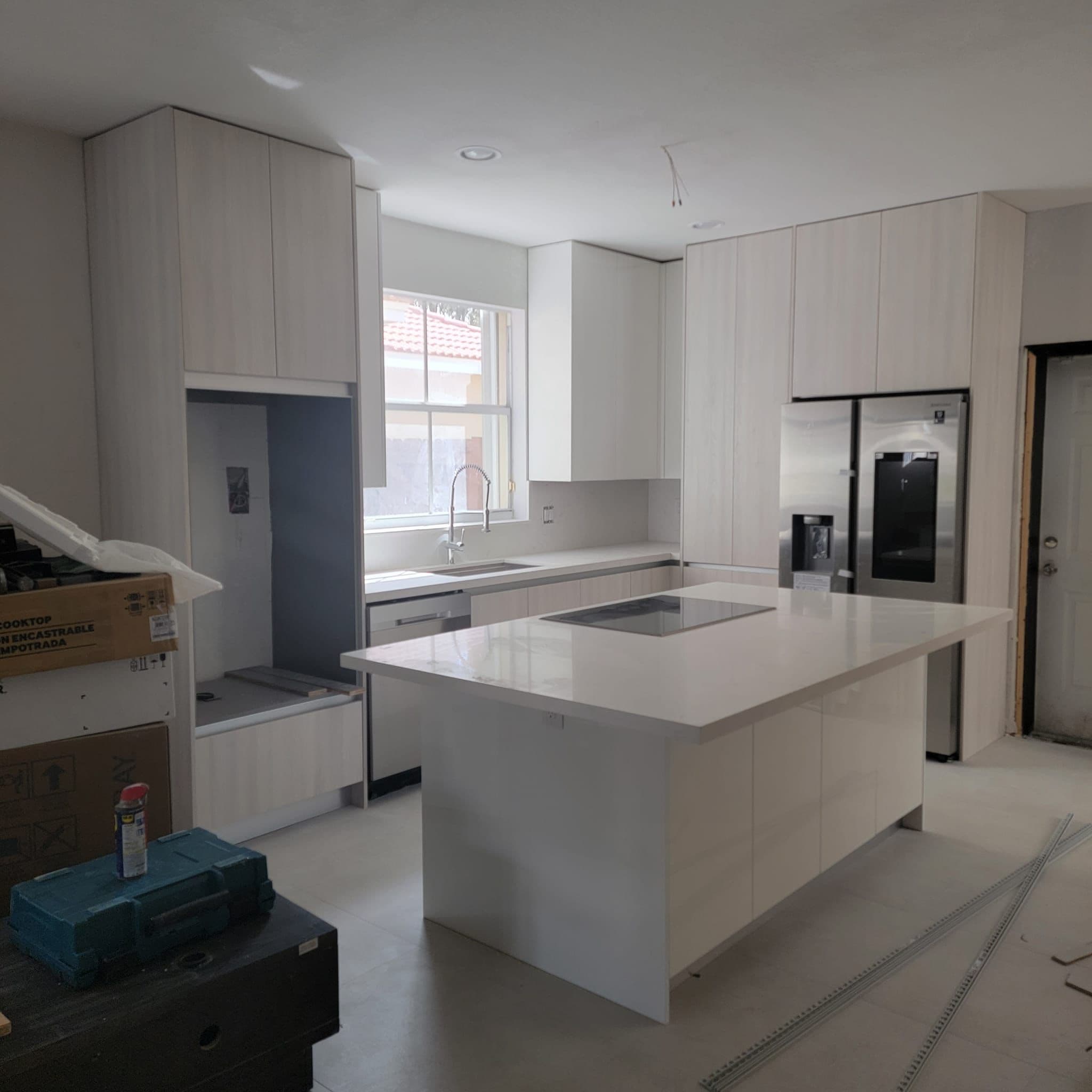 Before and after kitchen layout transformation